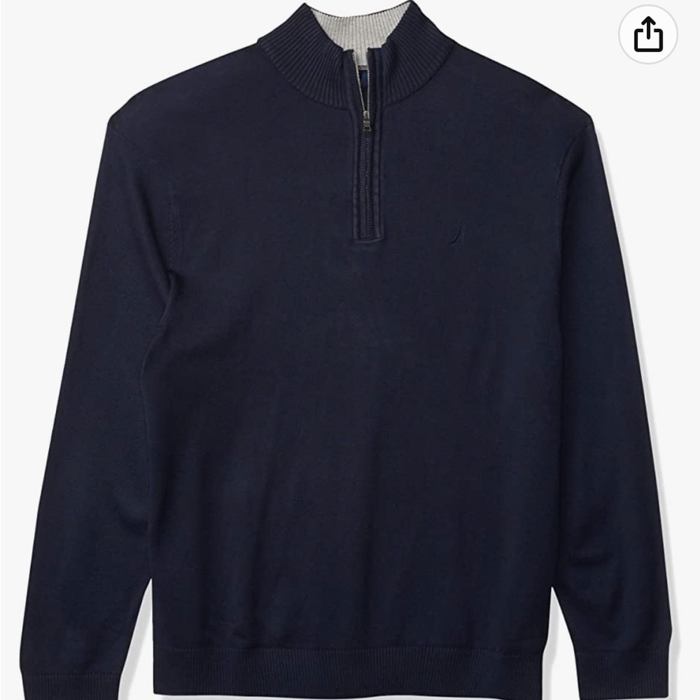 Mens Nautica Navy 1/4 Zip Sweater L